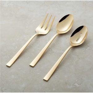 Crate & Barrel Emory Gold 3pc Hostess Set